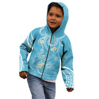 Polynesia Tribal Kid Hoodie Turquoise Plumeria Tentacles LT7 - Polynesian Pride