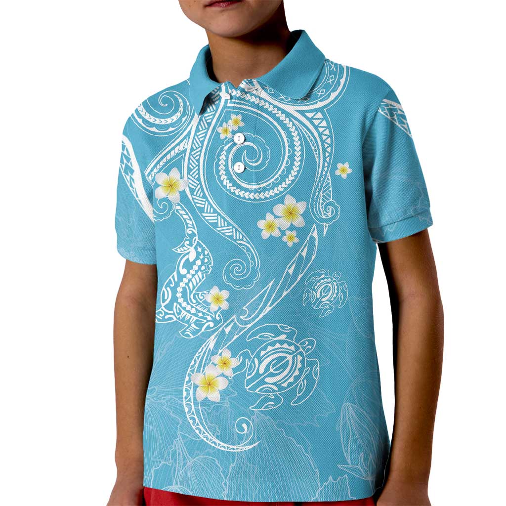 Polynesia Tribal Kid Polo Shirt Turquoise Plumeria Tentacles LT7 Kid Turquoise - Polynesian Pride