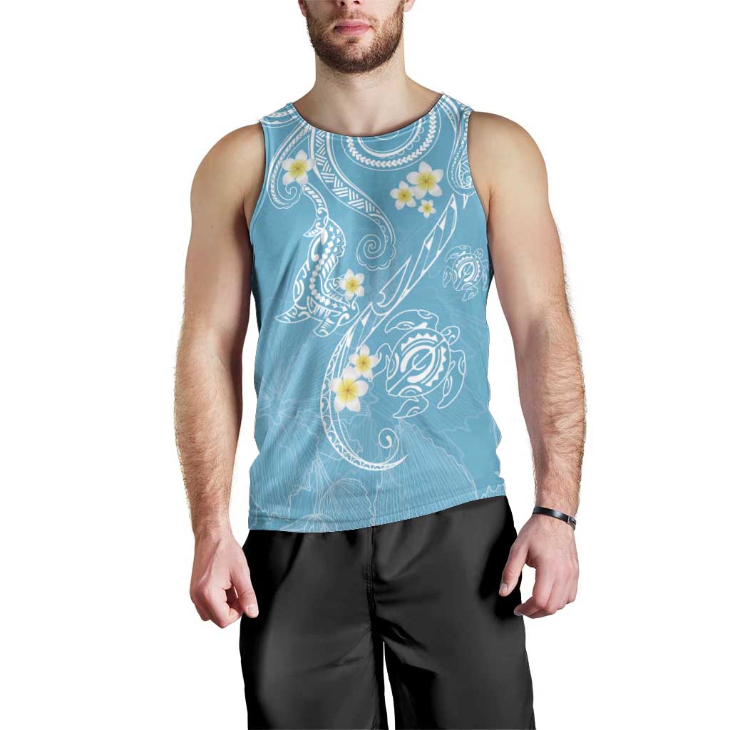 Polynesia Tribal Men Tank Top Turquoise Plumeria Tentacles LT7 - Polynesian Pride