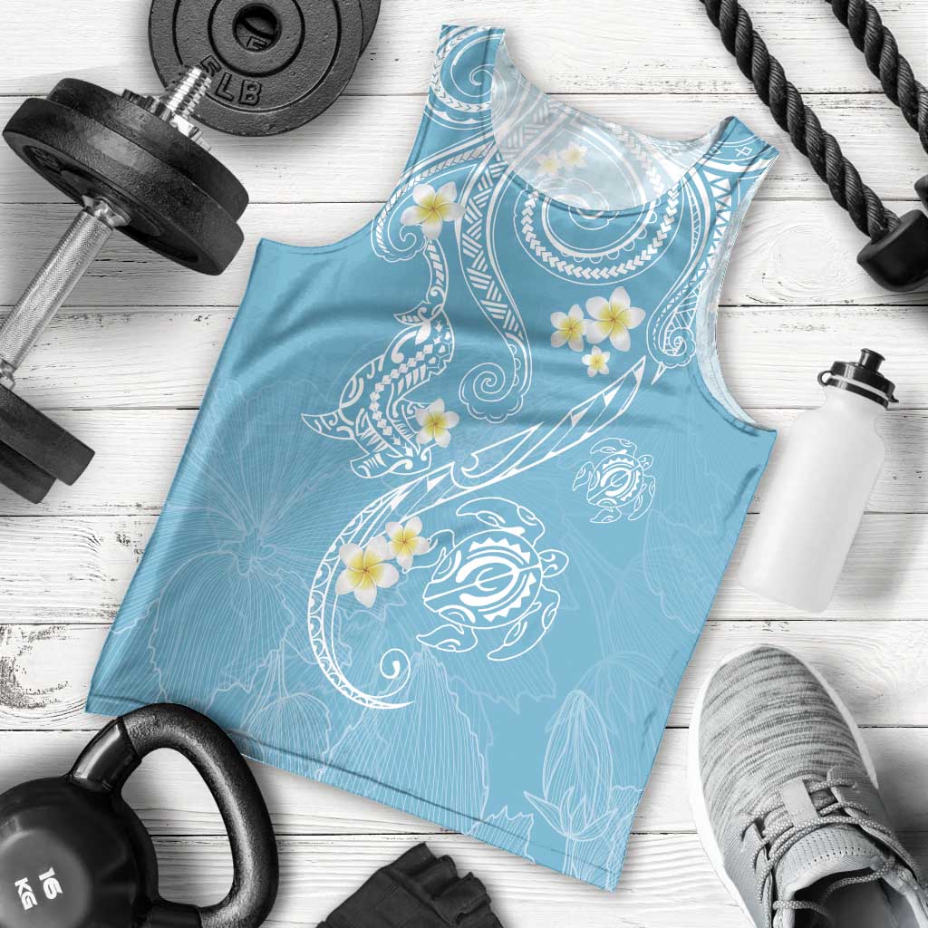 Polynesia Tribal Men Tank Top Turquoise Plumeria Tentacles LT7 - Polynesian Pride
