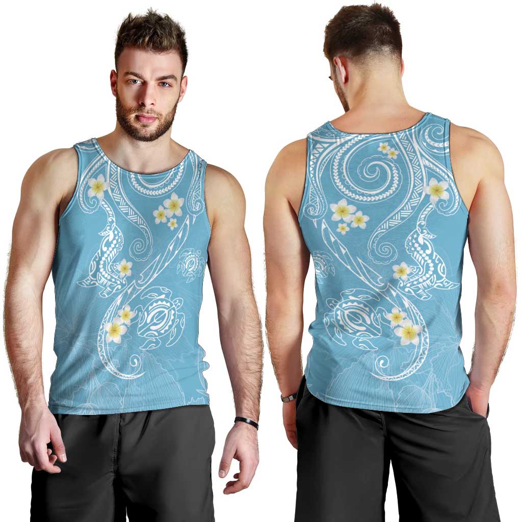 Polynesia Tribal Men Tank Top Turquoise Plumeria Tentacles LT7 - Polynesian Pride