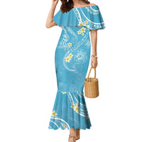 Polynesia Tribal Mermaid Dress Turquoise Plumeria Tentacles LT7 Women Turquoise - Polynesian Pride