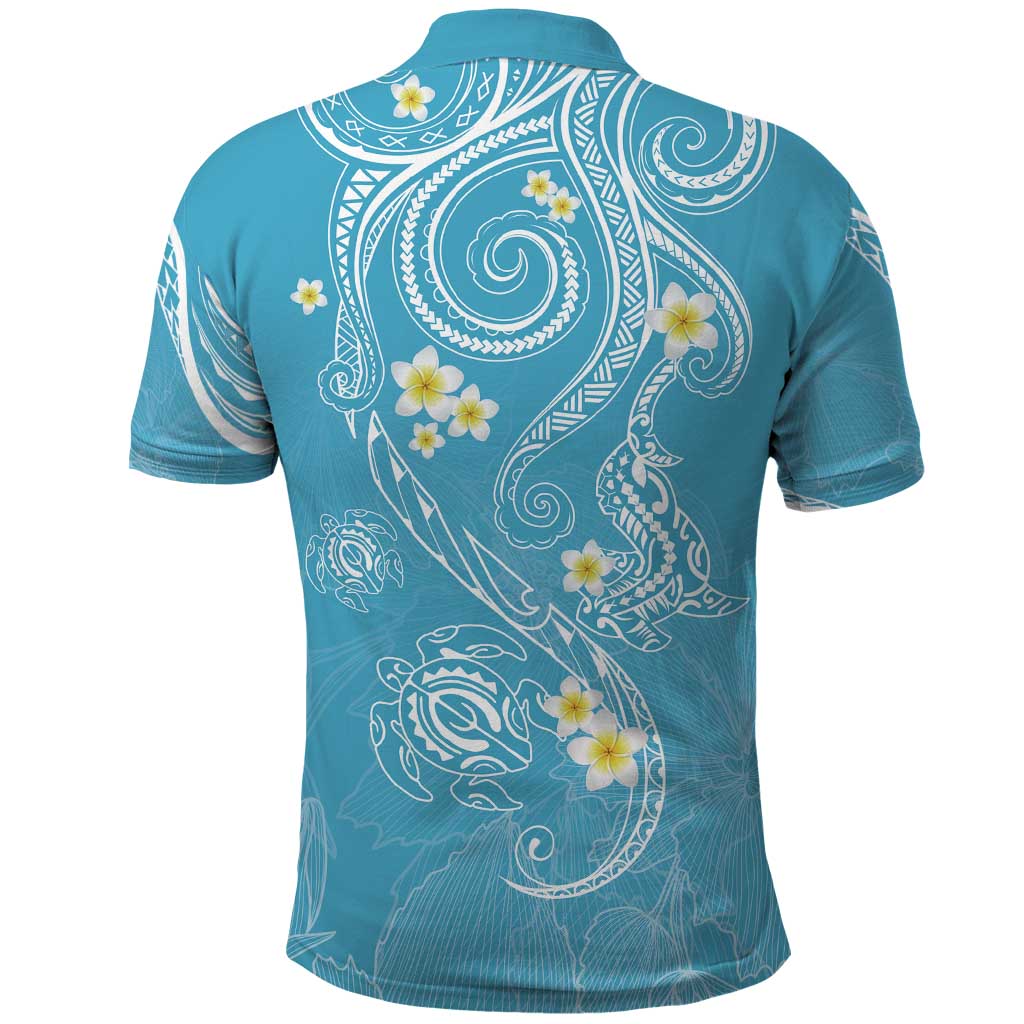 Polynesia Tribal Polo Shirt Turquoise Plumeria Tentacles LT7 - Polynesian Pride