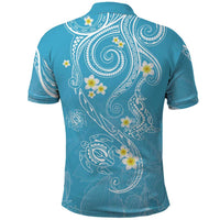 Polynesia Tribal Polo Shirt Turquoise Plumeria Tentacles LT7 - Polynesian Pride
