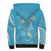 Polynesia Tribal Sherpa Hoodie Turquoise Plumeria Tentacles LT7 - Polynesian Pride