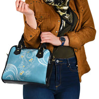 Polynesia Tribal Shoulder Handbag Turquoise Plumeria Tentacles