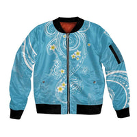 Polynesia Tribal Sleeve Zip Bomber Jacket Turquoise Plumeria Tentacles LT7 Unisex Turquoise - Polynesian Pride
