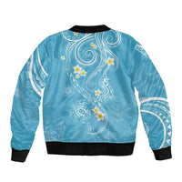 Polynesia Tribal Sleeve Zip Bomber Jacket Turquoise Plumeria Tentacles LT7 - Polynesian Pride