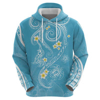 Polynesia Tribal Zip Hoodie Turquoise Plumeria Tentacles LT7 - Polynesian Pride