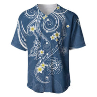 Polynesia Tribal Baseball Jersey Deep Blue Plumeria Tentacles LT7 Blue - Polynesian Pride