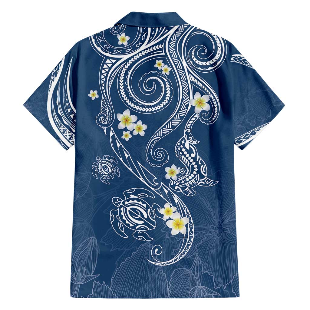 Polynesia Tribal Family Matching Long Sleeve Bodycon Dress and Hawaiian Shirt Deep Blue Plumeria Tentacles LT7 - Polynesian Pride