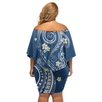 Polynesia Tribal Family Matching Off Shoulder Short Dress and Hawaiian Shirt Deep Blue Plumeria Tentacles LT7 - Polynesian Pride
