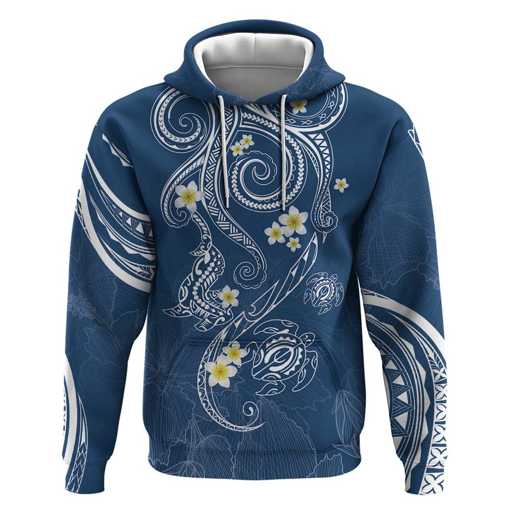 Polynesia Tribal Hoodie Deep Blue Plumeria Tentacles LT7 Pullover Hoodie Blue - Polynesian Pride