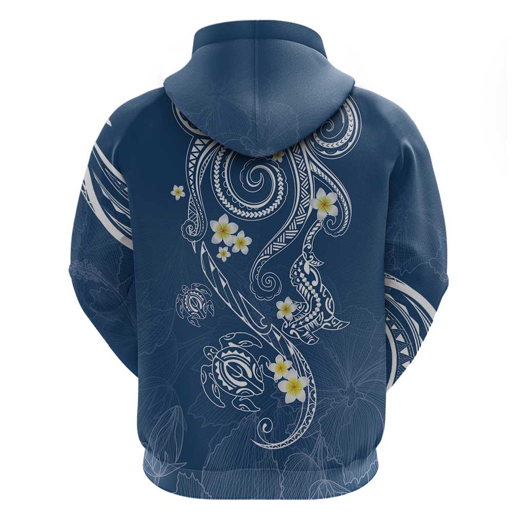 Polynesia Tribal Hoodie Deep Blue Plumeria Tentacles LT7 - Polynesian Pride