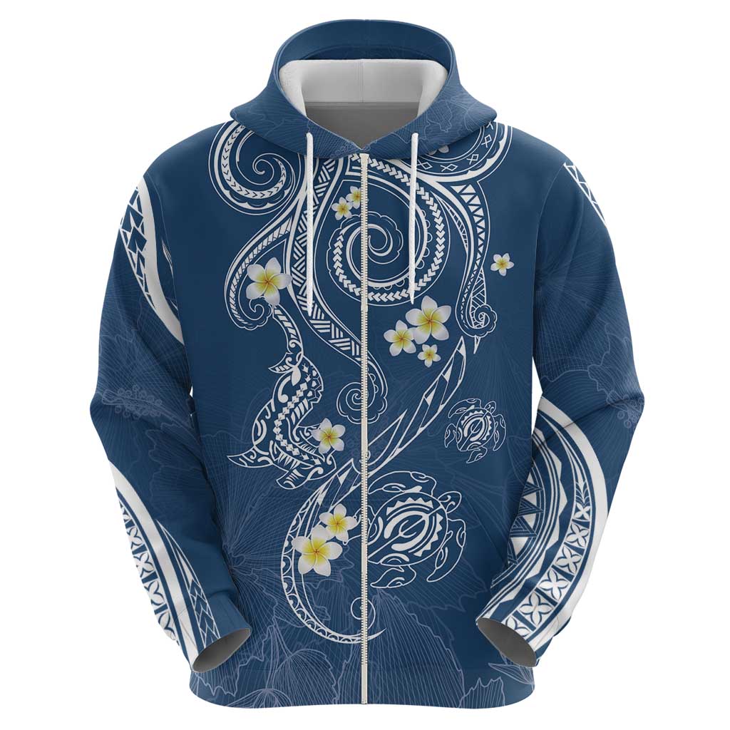 Polynesia Tribal Hoodie Deep Blue Plumeria Tentacles LT7 - Polynesian Pride