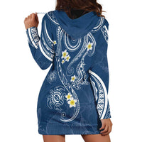 Polynesia Tribal Hoodie Dress Deep Blue Plumeria Tentacles LT7 - Polynesian Pride