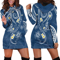 Polynesia Tribal Hoodie Dress Deep Blue Plumeria Tentacles LT7 - Polynesian Pride