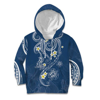 Polynesia Tribal Kid Hoodie Deep Blue Plumeria Tentacles LT7 Hoodie Blue - Polynesian Pride