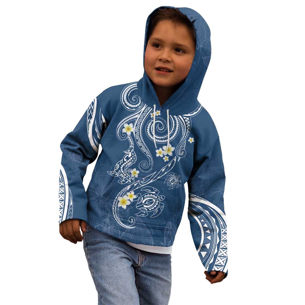 Polynesia Tribal Kid Hoodie Deep Blue Plumeria Tentacles LT7 - Polynesian Pride