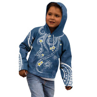 Polynesia Tribal Kid Hoodie Deep Blue Plumeria Tentacles LT7 - Polynesian Pride