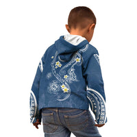 Polynesia Tribal Kid Hoodie Deep Blue Plumeria Tentacles LT7 - Polynesian Pride
