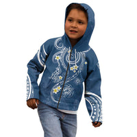 Polynesia Tribal Kid Hoodie Deep Blue Plumeria Tentacles LT7 - Polynesian Pride