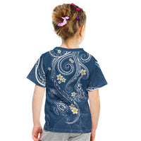 Polynesia Tribal Kid T Shirt Deep Blue Plumeria Tentacles LT7 - Polynesian Pride