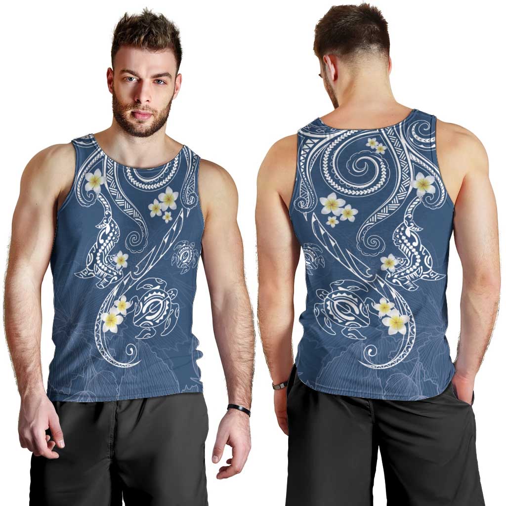 Polynesia Tribal Men Tank Top Deep Blue Plumeria Tentacles LT7 - Polynesian Pride