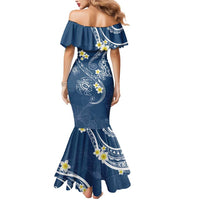Polynesia Tribal Mermaid Dress Deep Blue Plumeria Tentacles LT7 - Polynesian Pride