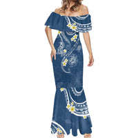 Polynesia Tribal Mermaid Dress Deep Blue Plumeria Tentacles LT7 - Polynesian Pride