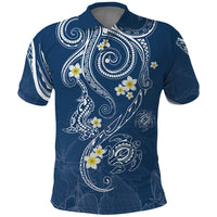 Polynesia Tribal Polo Shirt Deep Blue Plumeria Tentacles LT7 Blue - Polynesian Pride
