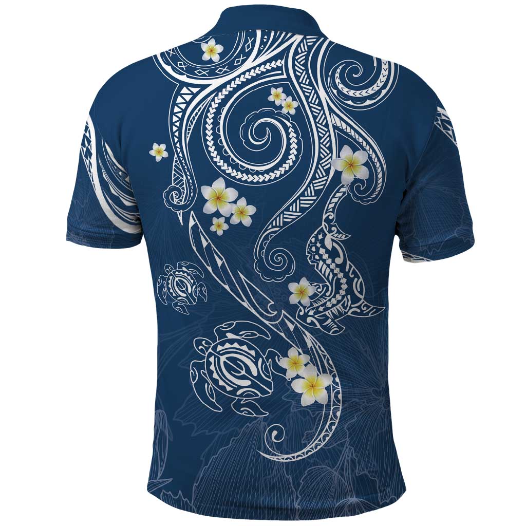 Polynesia Tribal Polo Shirt Deep Blue Plumeria Tentacles LT7 - Polynesian Pride
