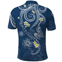 Polynesia Tribal Polo Shirt Deep Blue Plumeria Tentacles LT7 - Polynesian Pride
