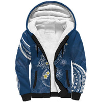 Polynesia Tribal Sherpa Hoodie Deep Blue Plumeria Tentacles LT7 Unisex Blue - Polynesian Pride