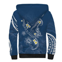 Polynesia Tribal Sherpa Hoodie Deep Blue Plumeria Tentacles LT7 - Polynesian Pride