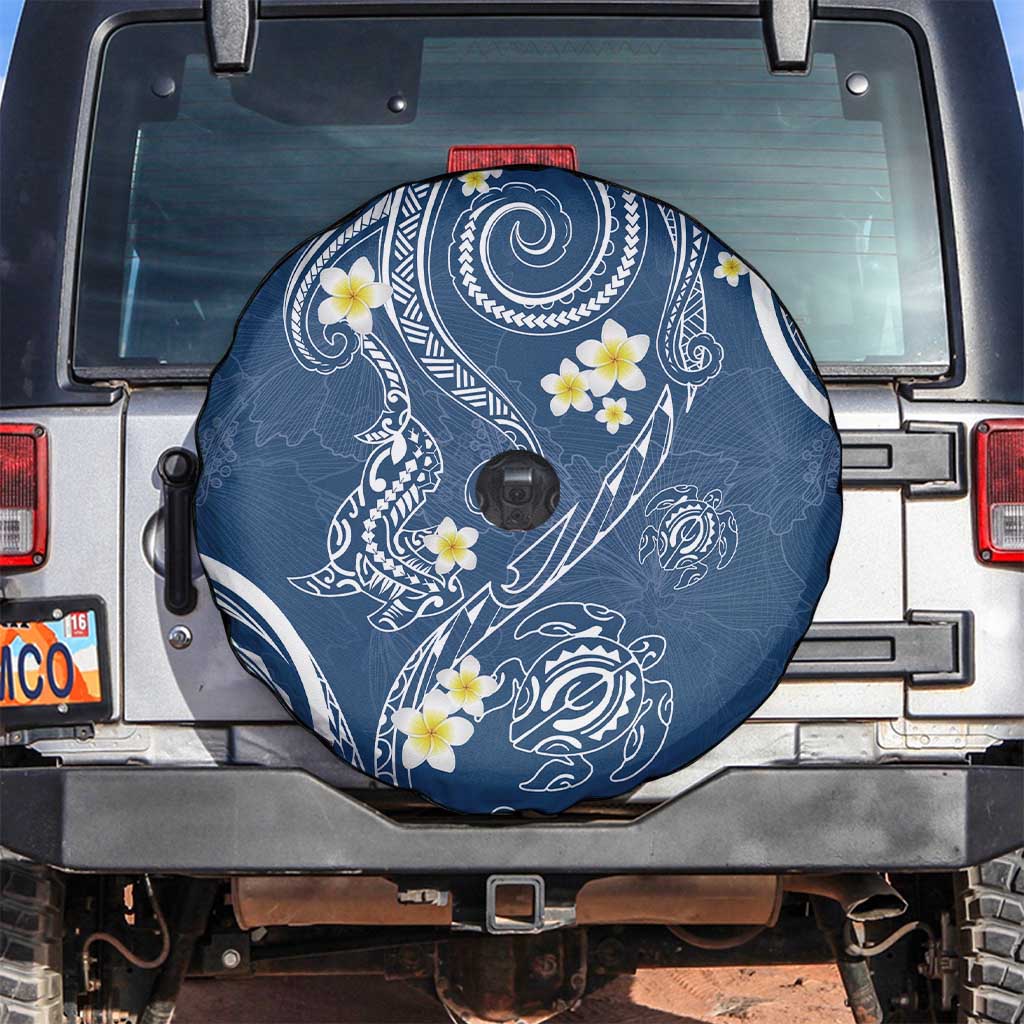 Polynesia Tribal Spare Tire Cover Deep Blue Plumeria Tentacles LT7 Blue - Polynesian Pride