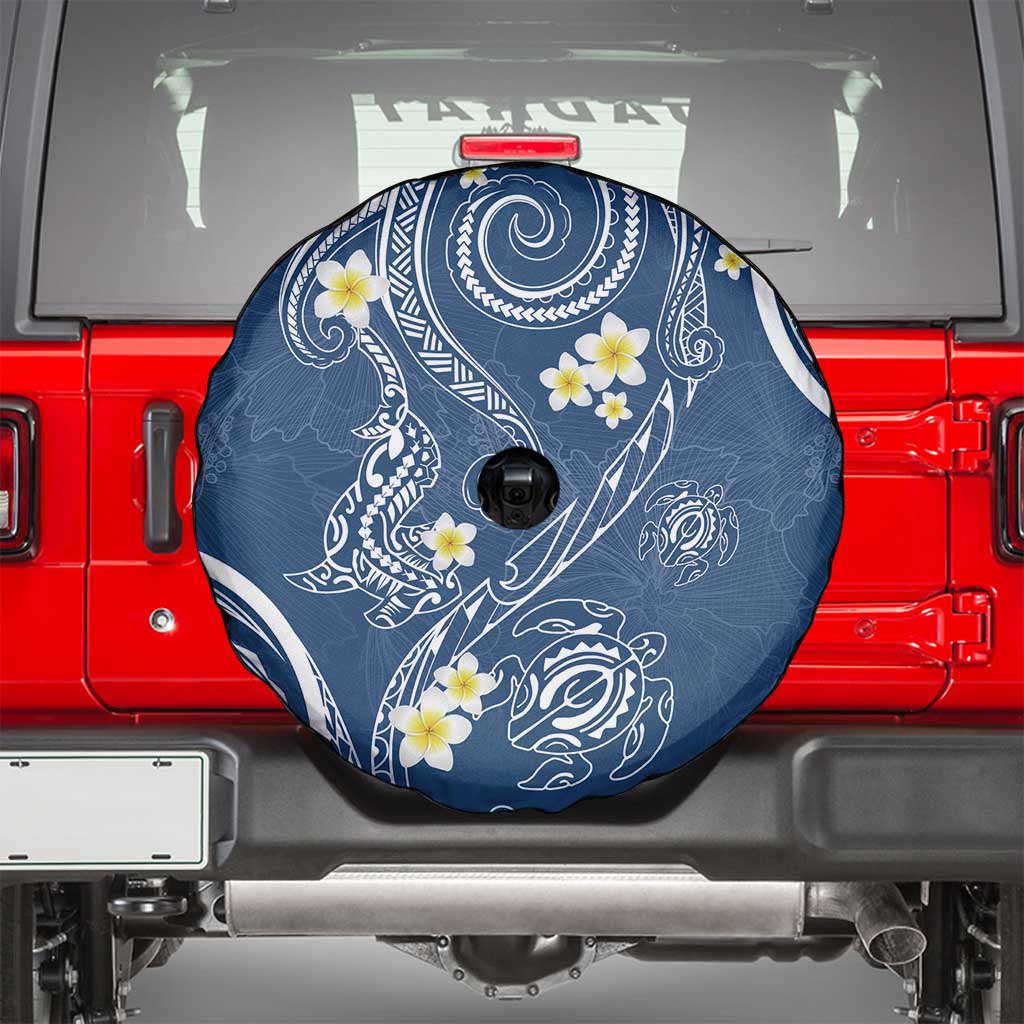 Polynesia Tribal Spare Tire Cover Deep Blue Plumeria Tentacles LT7 - Polynesian Pride