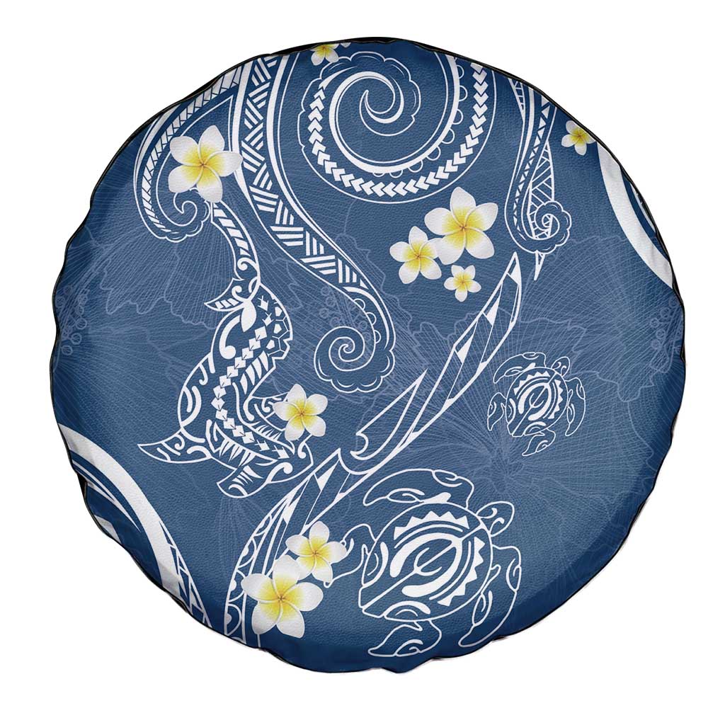 Polynesia Tribal Spare Tire Cover Deep Blue Plumeria Tentacles LT7 - Polynesian Pride