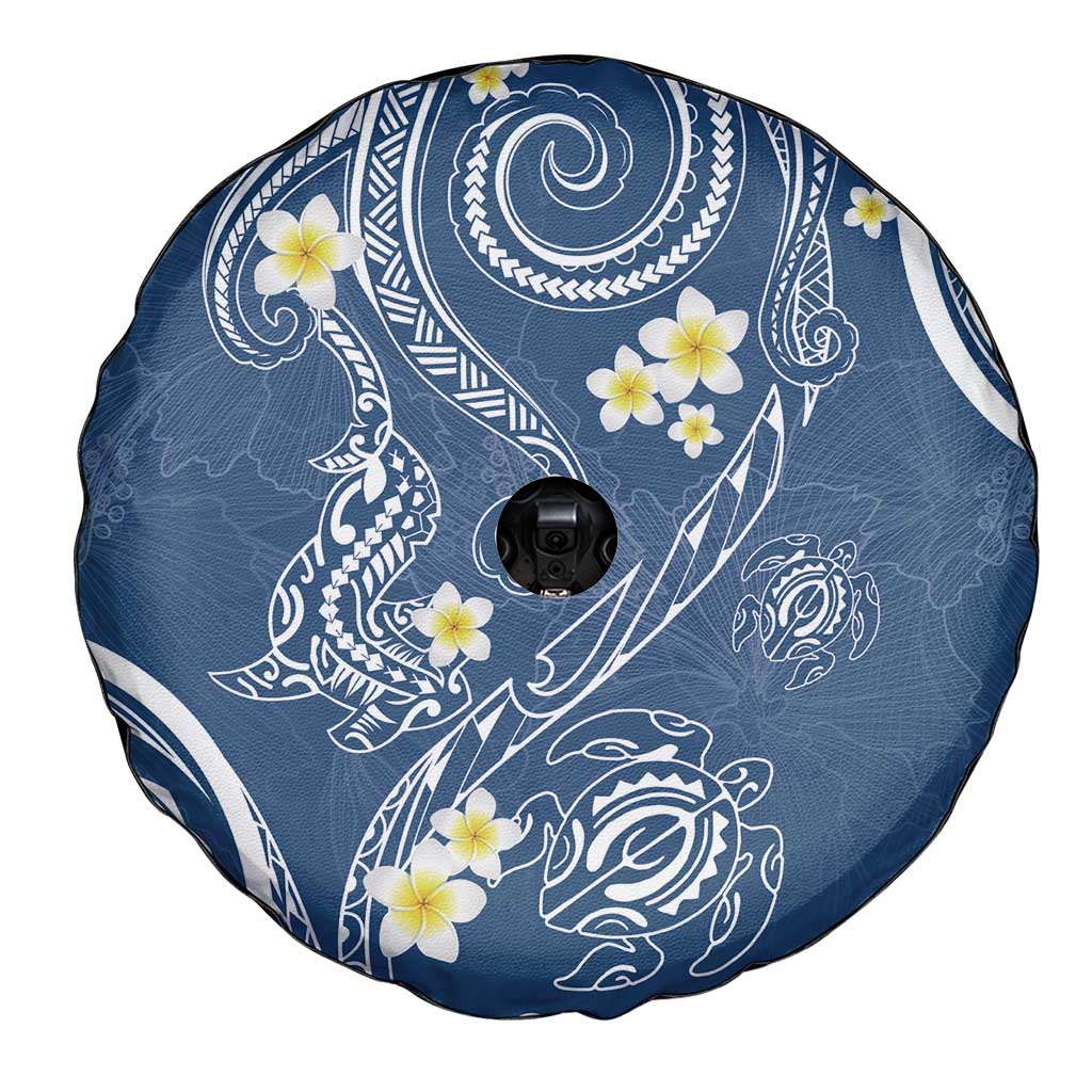 Polynesia Tribal Spare Tire Cover Deep Blue Plumeria Tentacles LT7 - Polynesian Pride
