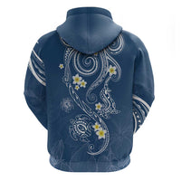 Polynesia Tribal Zip Hoodie Deep Blue Plumeria Tentacles LT7 - Polynesian Pride