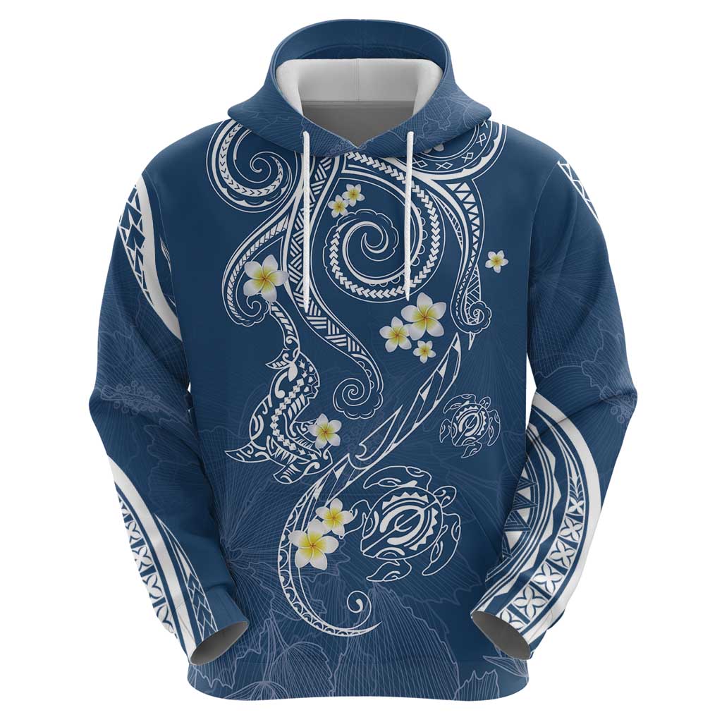 Polynesia Tribal Zip Hoodie Deep Blue Plumeria Tentacles LT7 - Polynesian Pride