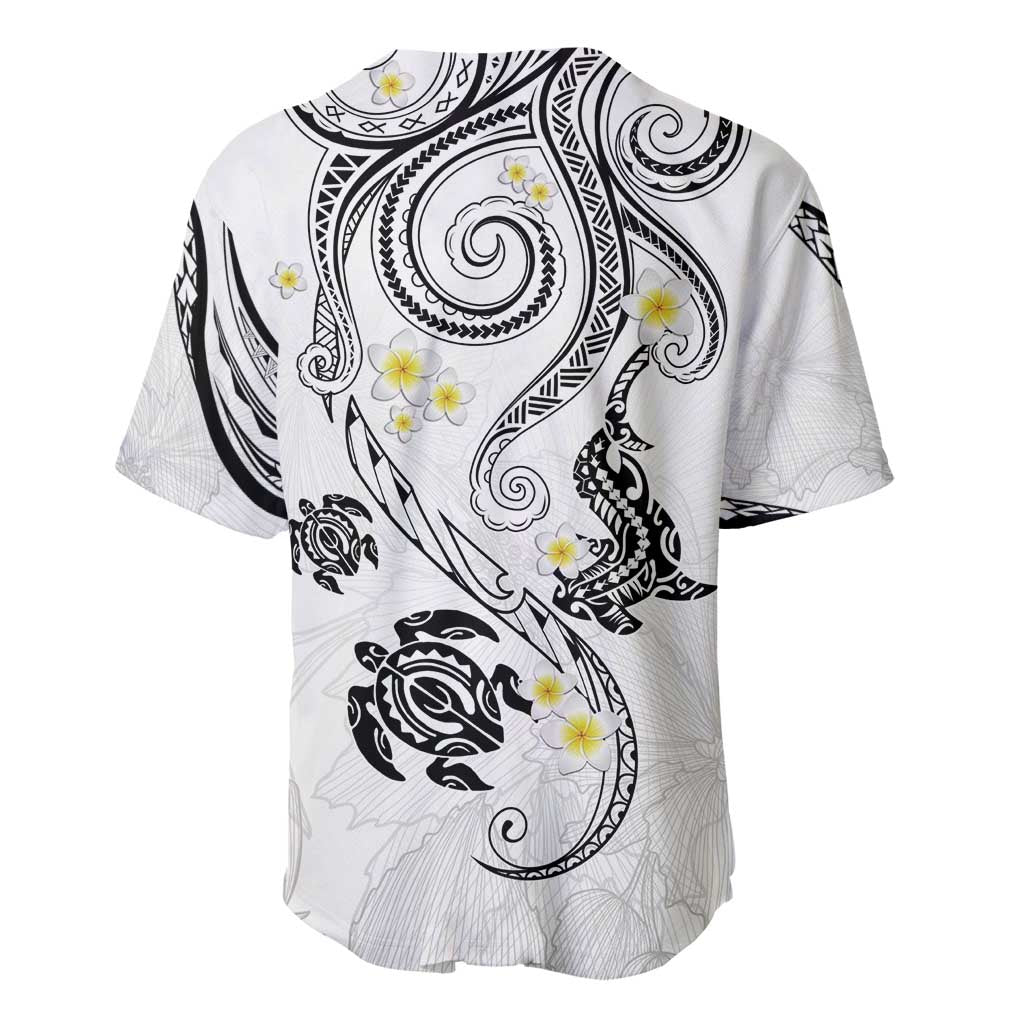 Polynesia Tribal Baseball Jersey White Plumeria Tentacles LT7 - Polynesian Pride