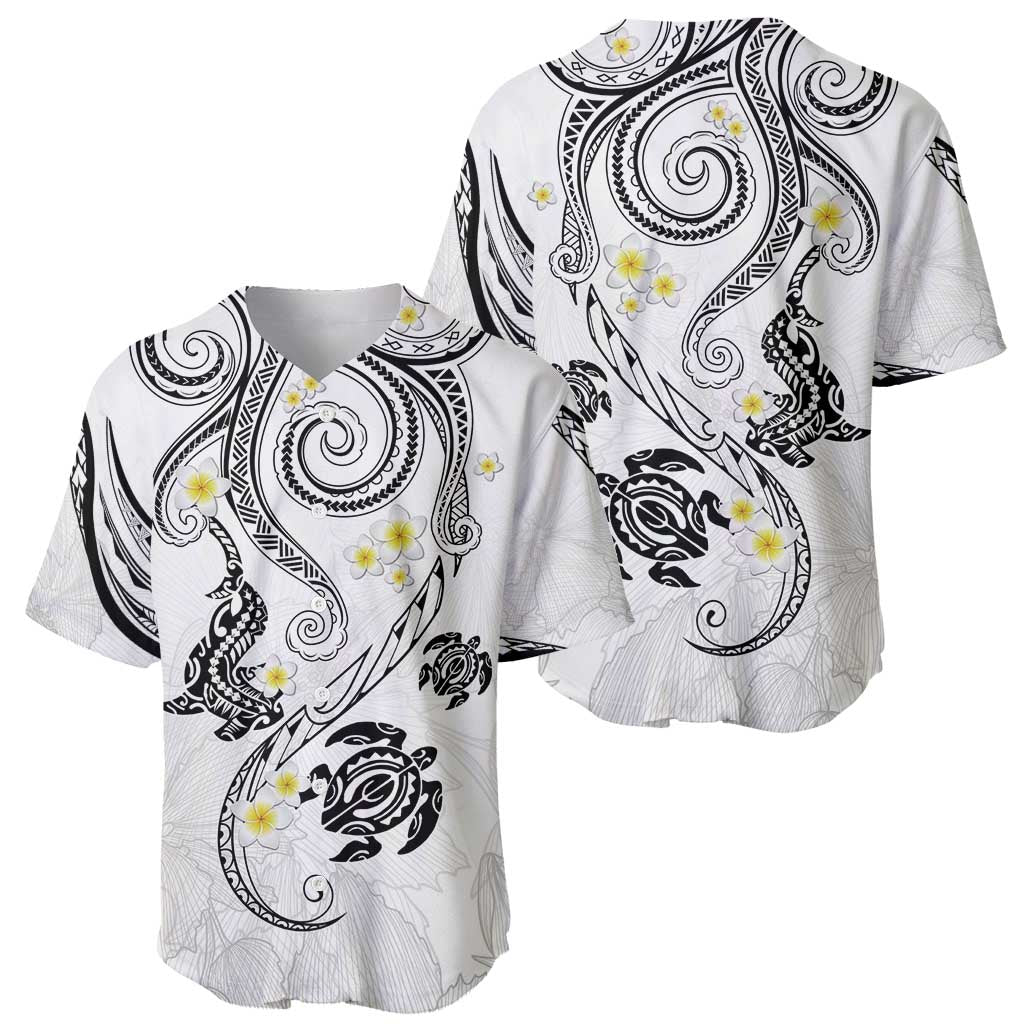 Polynesia Tribal Baseball Jersey White Plumeria Tentacles LT7 - Polynesian Pride