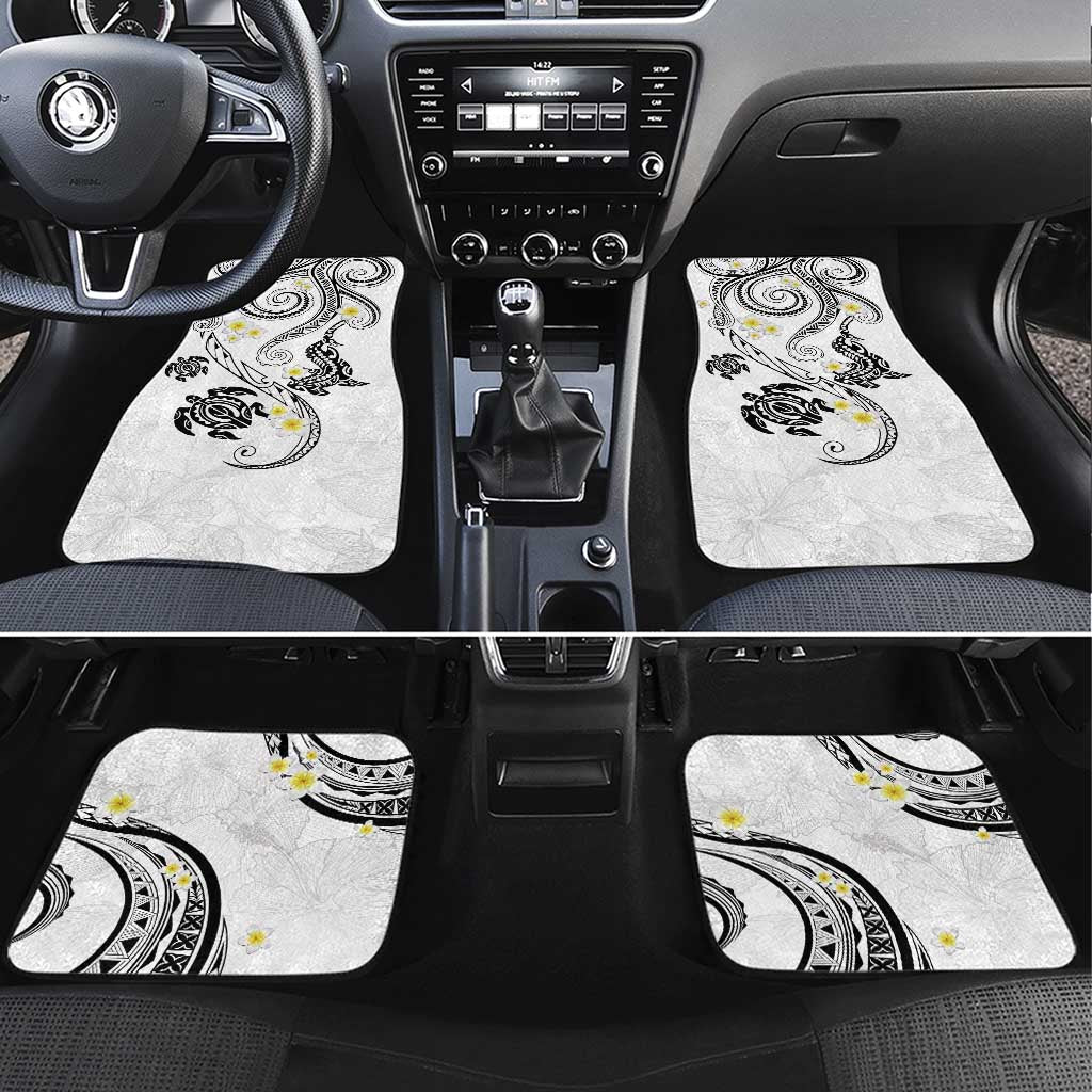 Polynesia Tribal Car Mats White Plumeria Tentacles LT7 Set 4pcs White - Polynesian Pride