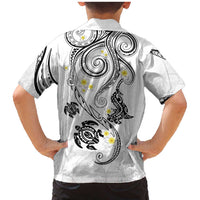 Polynesia Tribal Family Matching Mermaid Dress and Hawaiian Shirt White Plumeria Tentacles LT7 - Polynesian Pride