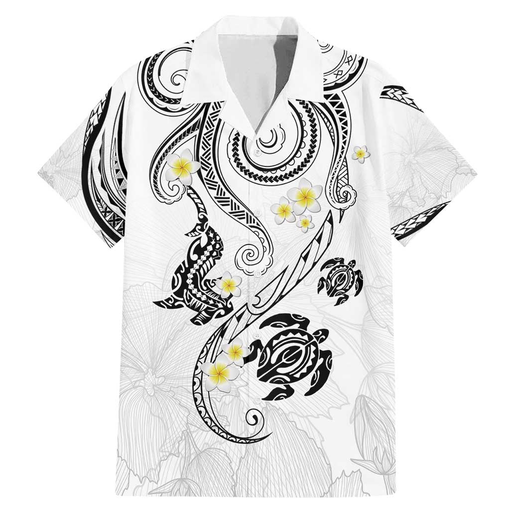Polynesia Tribal Family Matching Mermaid Dress and Hawaiian Shirt White Plumeria Tentacles LT7 Dad's Shirt - Short Sleeve White - Polynesian Pride