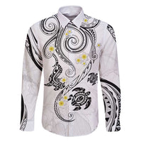 Polynesia Tribal Family Matching Mermaid Dress and Hawaiian Shirt White Plumeria Tentacles LT7 Dad's Shirt - Long Sleeve White - Polynesian Pride