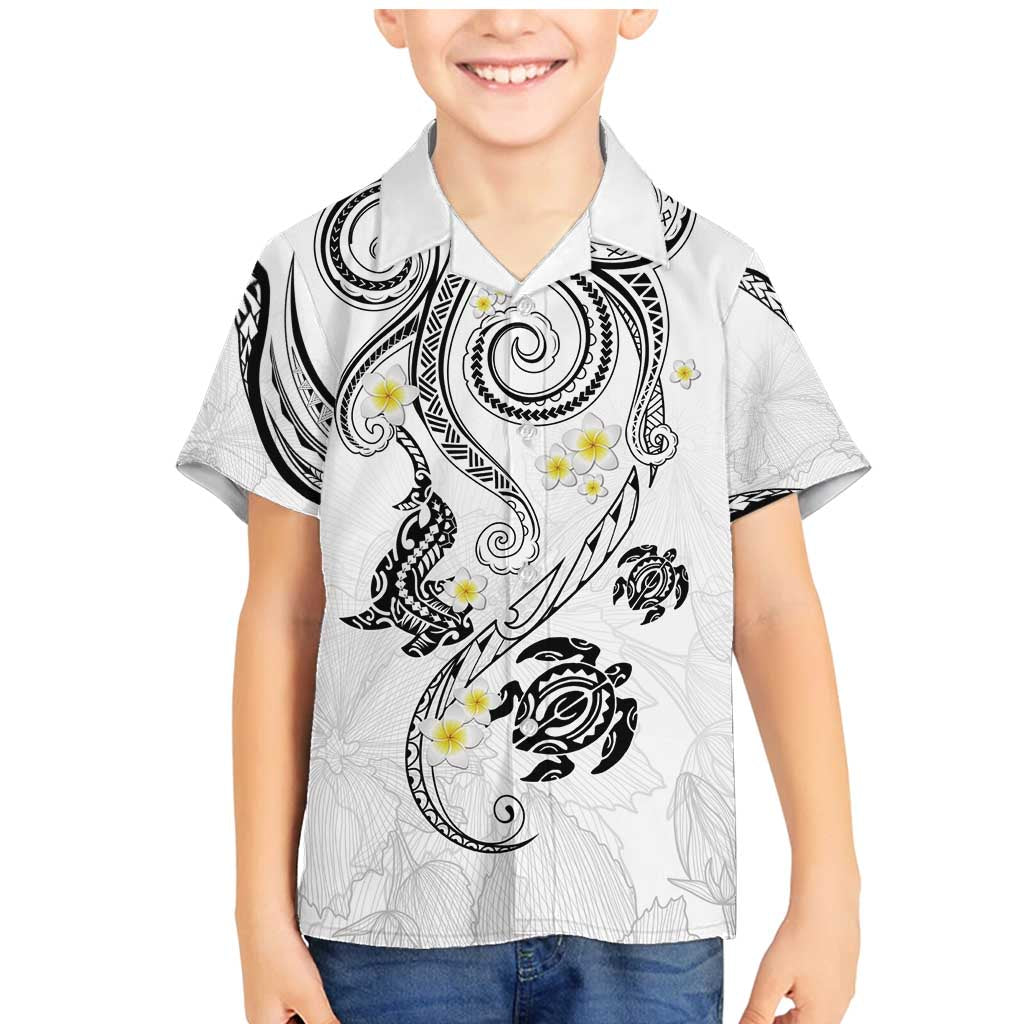 Polynesia Tribal Family Matching Mermaid Dress and Hawaiian Shirt White Plumeria Tentacles LT7 Son's Shirt White - Polynesian Pride