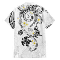 Polynesia Tribal Family Matching Off The Shoulder Long Sleeve Dress and Hawaiian Shirt White Plumeria Tentacles LT7 - Polynesian Pride