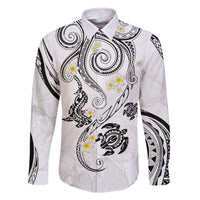 Polynesia Tribal Family Matching Off The Shoulder Long Sleeve Dress and Hawaiian Shirt White Plumeria Tentacles LT7 - Polynesian Pride